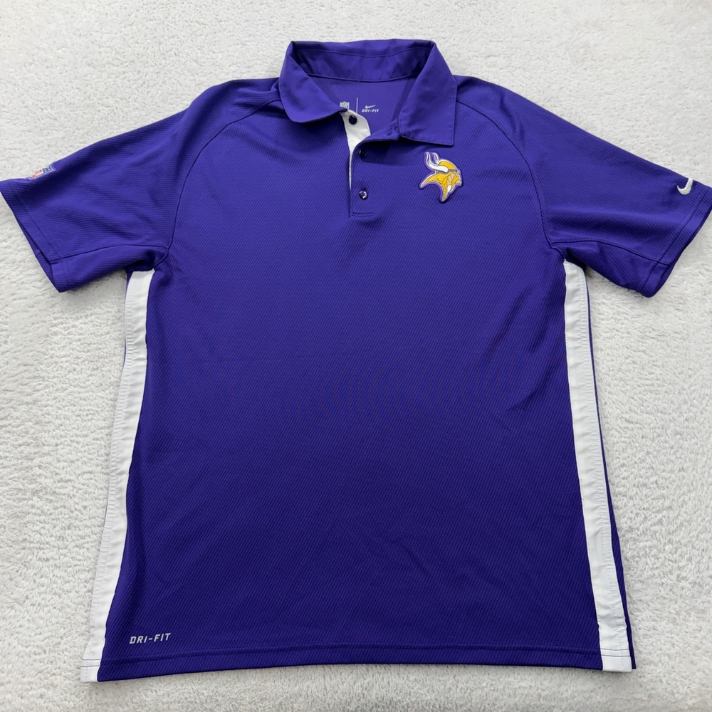 Nike Minnesota Vikings NFL Dri-FIT Polo Shirt Mens Medium Purple Onfield Apparel
